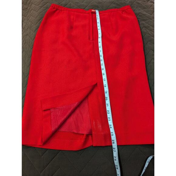 Women's classic red midi-length pencil skirt size 16 - Picture 3 of 5
